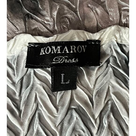 Komarov dress crinkle sleeveless midi gray white size Large L - Picture 5 of 7